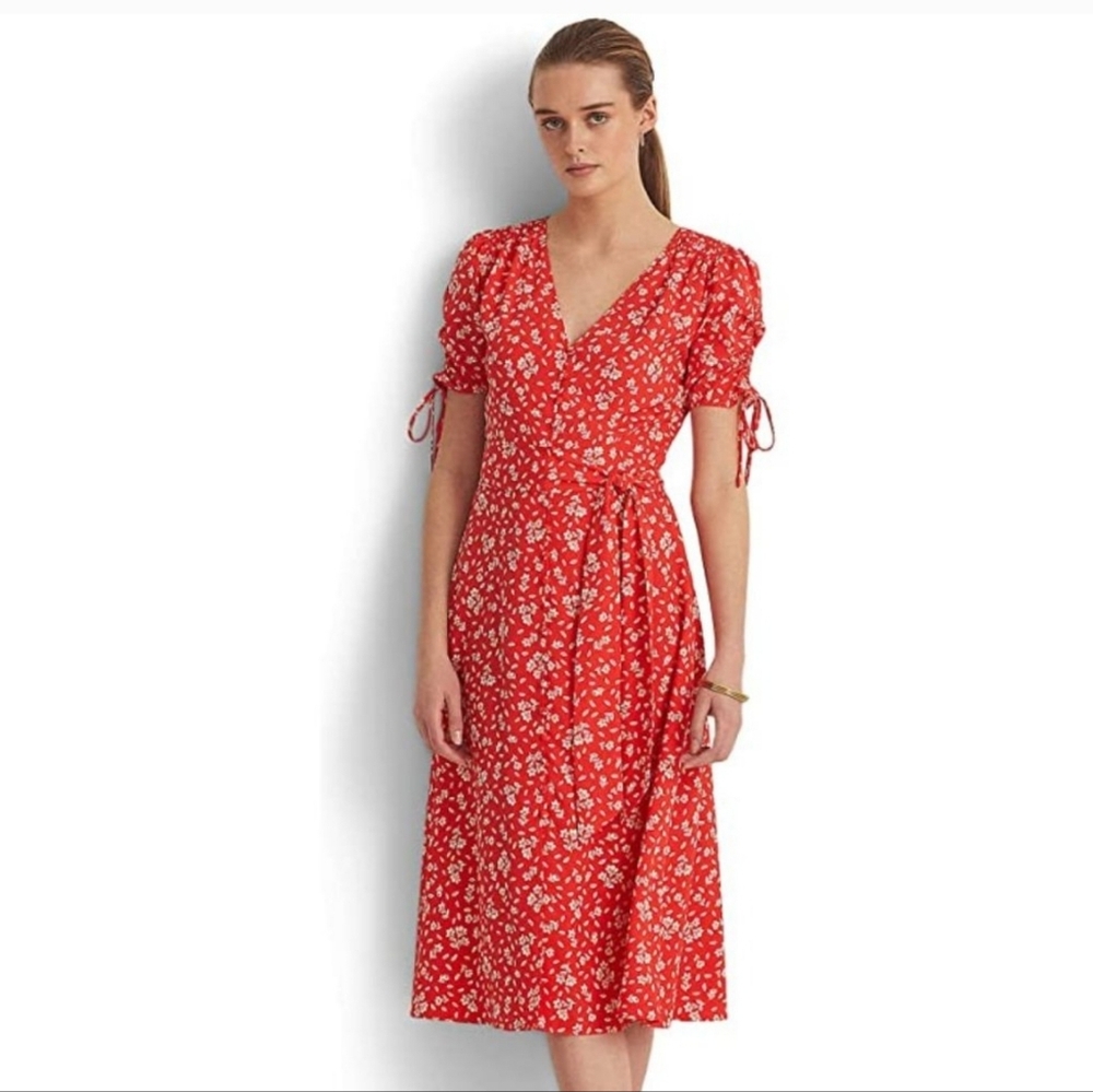 Ralph Lauren Floral Crepe Midi Dress